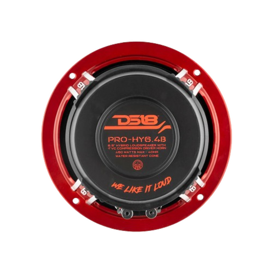 DS18 PRO-HY6.4B 6.5" 450W Max 4-Ohms Hybrid Mid-Range Coaxial Car Loudspeaker