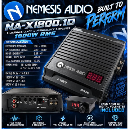 Nemesis Audio NA-X1800.1D 1-CH Monoblock 18000W RMS Class-D Full-Range Amplifier
