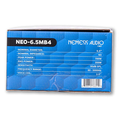 Nemesis Audio NEO-6.5MB4 6.5" 700W Peak 4-Ohm 2.5" VC Neodymium Midbass Speaker