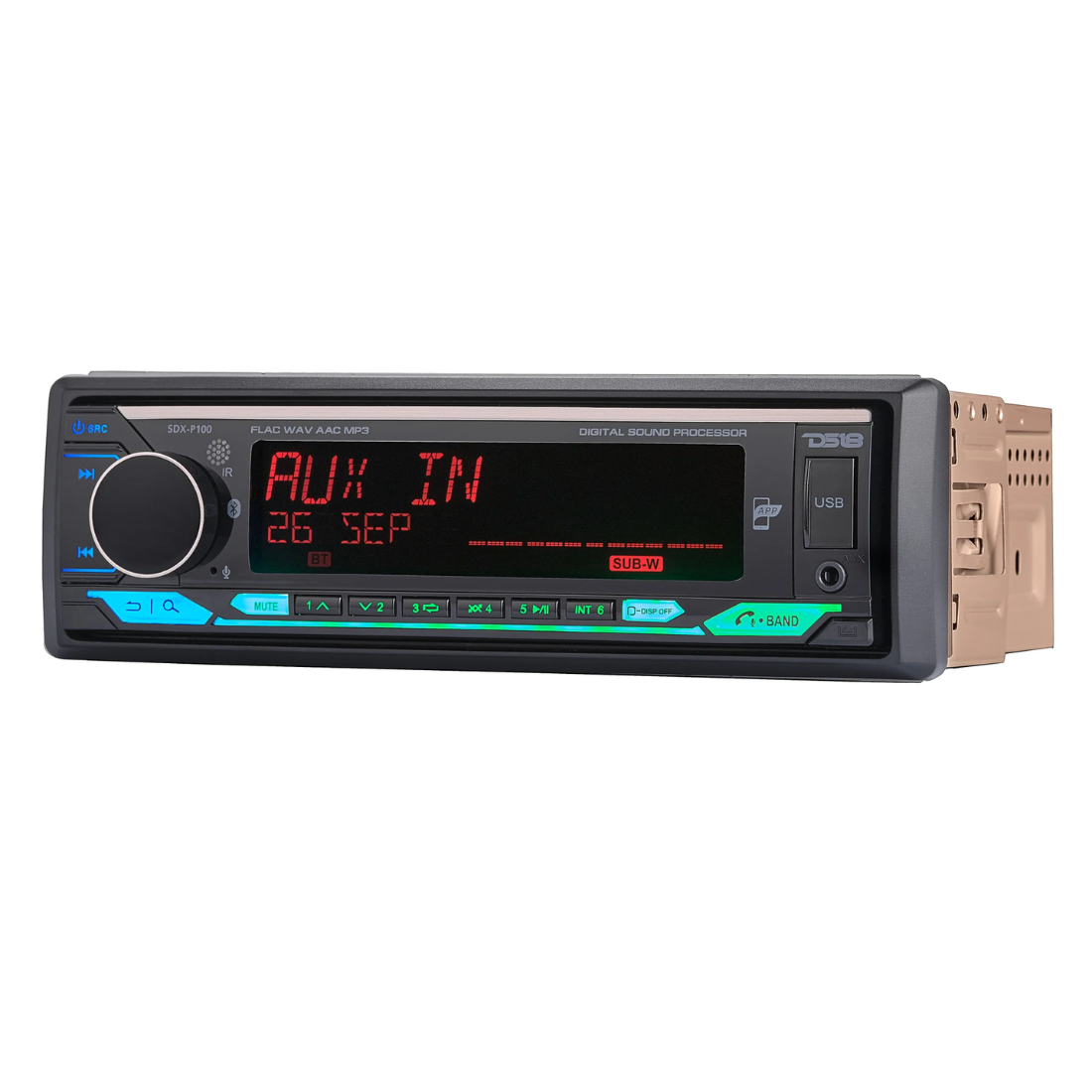 DS18 SDX-P100 1-DIN AM/FM/USB/APP/DSP/Bluetooth Mechless Digital Media Receiver