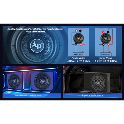 Audiopipe TXX-FB1000 10" 600W Peak Dual 4-Ohm DVC Shallow Mount Car Subwoofer
