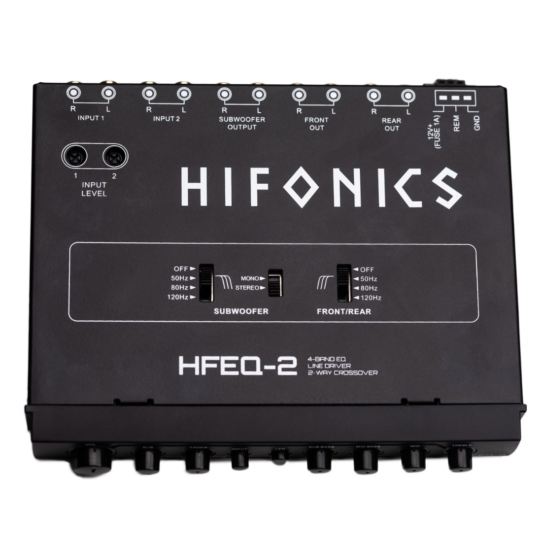 Hifonics HFEQ-2 1/2-DIN 4-Band Pre-Amp Equalizer w/ Front/Rear Active Crossover