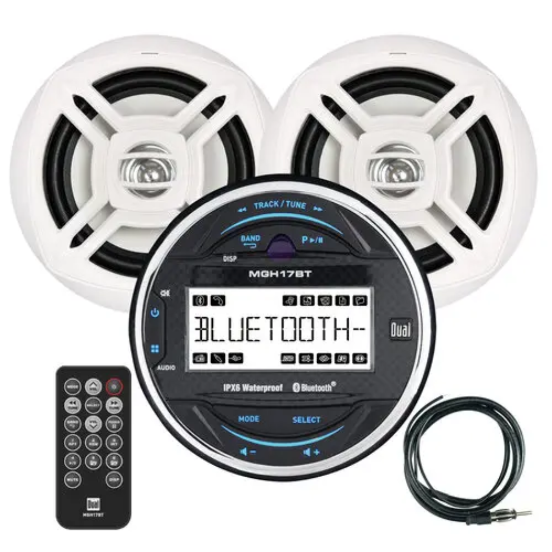 Dual Electronics MGCP17BT Gauge-Hole Digital Media Receiver Marine Audio System