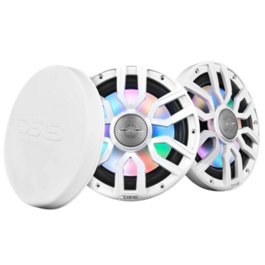 DS18 NXL-IQ8/WH 8" 2-Way 350W Max Marine Coaxial Speakers w/ LED Lights (White)