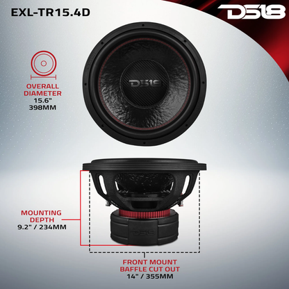DS18 EXL-TR15.4D 15" 5000W Max 4-Ohm DVC Reinforced Cone Triple Stack Subwoofer