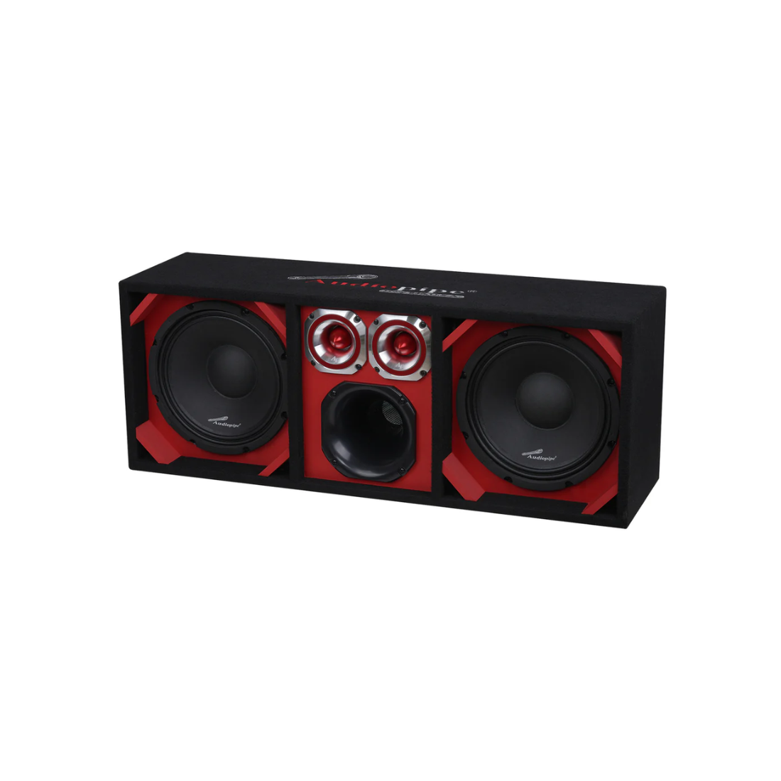 Audiopipe AP-CHU-1028RED Dual 10" Vented Sub Enclosure w/ 6" Driver 4" Tweeters