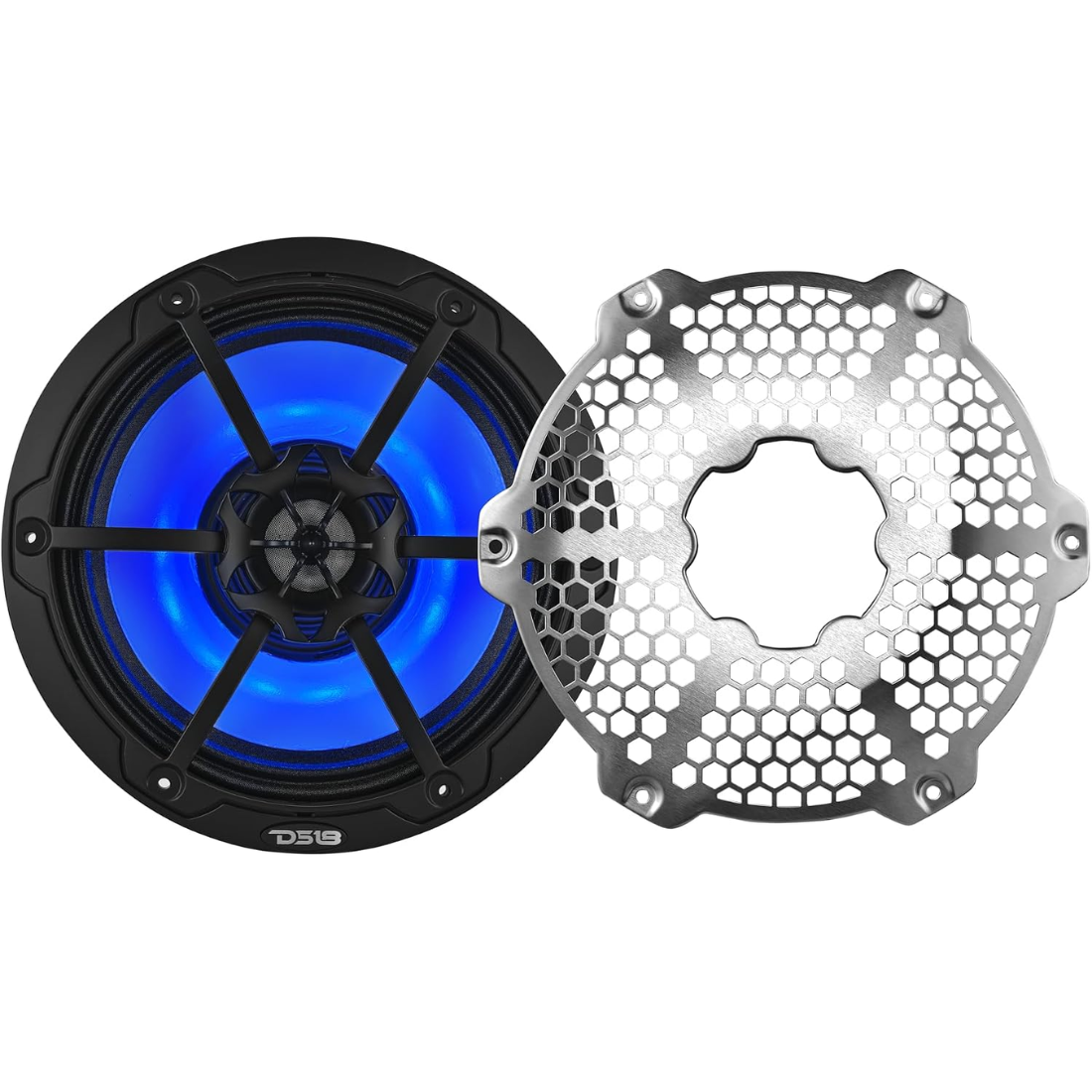 DS18 NXL-8MD/BK 8" 2-Way 700W Max 4-Ohm Hybrid Marine Speakers w/ RGB (Black)