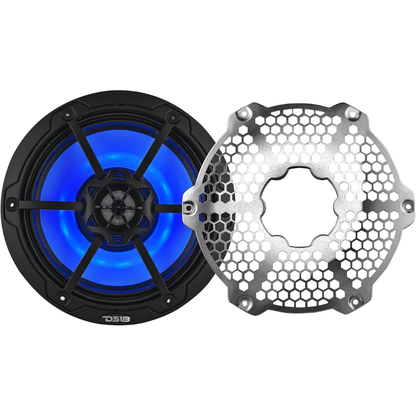 DS18 NXL-8MD/BK 8" 2-Way 700W Max 4-Ohm Hybrid Marine Speakers w/ RGB (Black)