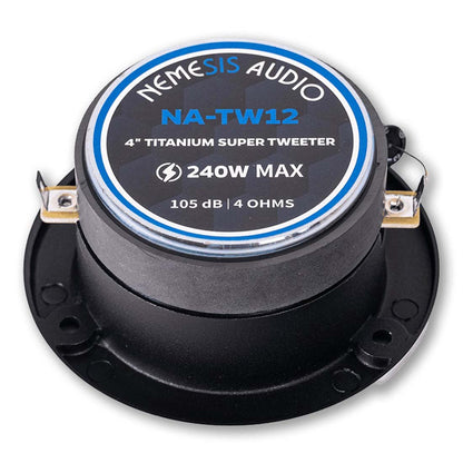 Nemesis Audio NA-TW12 4" 240W Peak 4-Ohm 1" VC Titanium Super Tweeters (Pair)