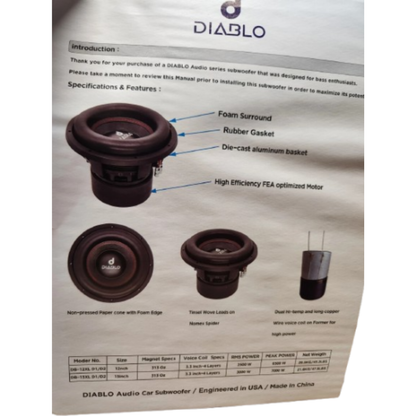 Diablo DB-15XL D1 15" 7000W Peak Dual 1-Ohm Voice Coil DVC Car Audio Subwoofer