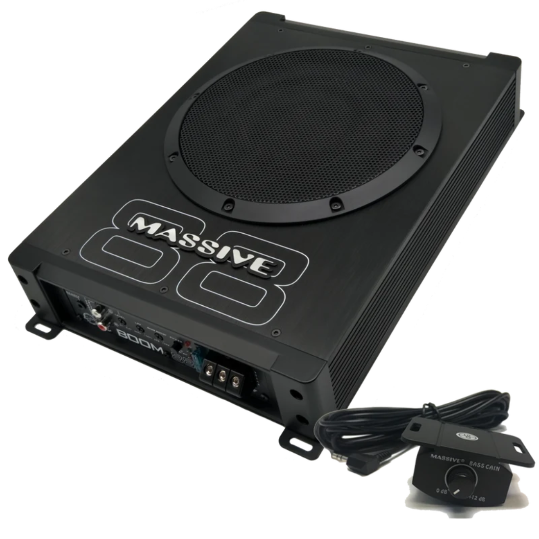 Massive Audio BOOM88 8" 400W Max Under Seat Active Subwoofer with Built-in Amp